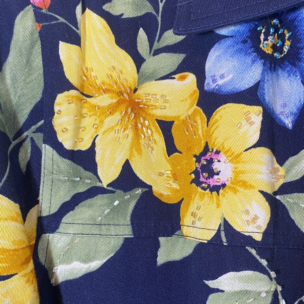 Vintage Alfred Dunner 18 XL blue Floral Button-Front Shirt jacket colorful